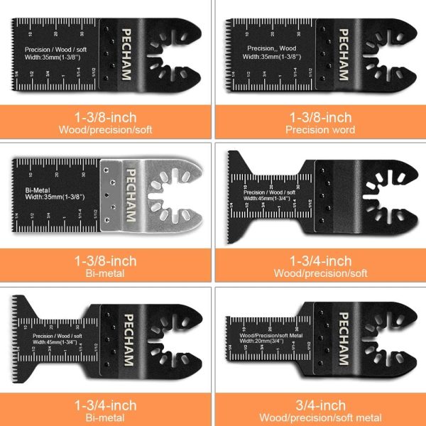 21PCS Universal Wood Metal Oscillating Multitool Quick Release Saw Blades Fit Porter Cable Black & Decker Rockwell Ridgid Ryobi Milwaukee DeWalt Chicago Craftsman - Image 6