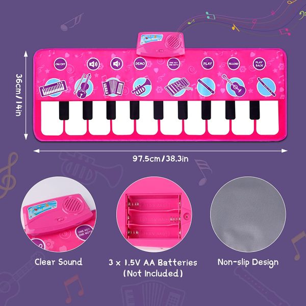 M SANMERSEN Kids Piano Mat, Music Mat with 8 Instrument Sounds/ 10 Demos/ Record & Playback Function Touch Play Mat Toys for Boys Girls - Image 2