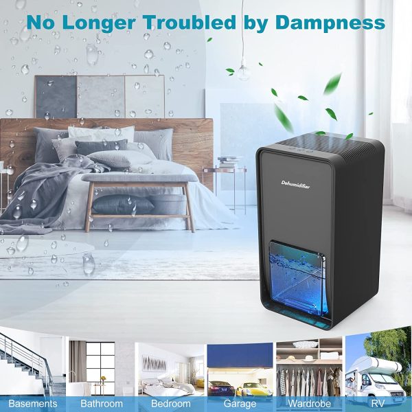 Upgrade Dehumidifier 40oz Small Dehumidifiers for Home 300 Sq.ft Two Working Modes with 7 Color LED Lights, Portable Quiet Dehumidifier For Basement ,Bedroom, Bathroom, RV - Image 3