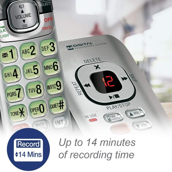 CS6529-2 DECT 6.0 Phone Answering System with Caller ID/Call Waiting, 2 Cordless Handsets, Silver/Black - Image 5