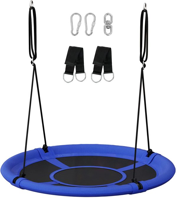 Saucer Tree Swing, 40 Inch, 700 lb Load, Includes Hanging Kit, Blue and Black UGSW001Q01