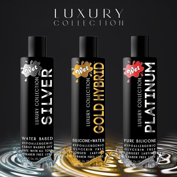 Wet Platinum Silicone Based Lube 3 Sampler Premium Personal Luxury Lubricant for Men Women & Couples, Condom Safe Hypoallergenic Glycerin Paraben Free