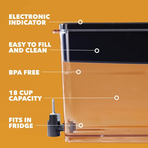 Extra Large 18 Cup Filtered Water Dispenser with 1 LONGLAST + Filter, BPA Free ?C UltraMax, Black