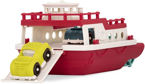 Wonder Wheels by Battat ?C Ferry Boat ?C Floating Bath Toy Boat with Cars for Toddlers Age 1 & Up (3 Pc) ?C 100% Recyclable