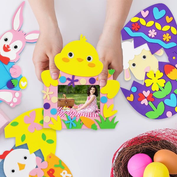 WILDPARTY Easter Craft Kit, 12Pcs DIY Photo Frame for Kids, Easter Bunny Egg Craft Easter Party Favor - Image 6