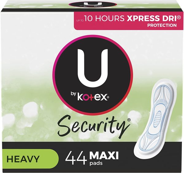 U by Kotex Security Feminine Maxi Pads, Heavy Flow, Long, Unscented, 44 Count - Image 2