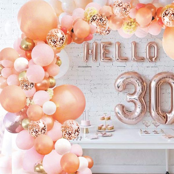 Rose Gold Balloon Garland Arch Kit - 152 Pieces Rose Gold Pink White and Gold Confetti Latex Balloons for Baby Shower Wedding Birthday Graduation Anniversary Bachelorette Party Background Decorations - Image 7