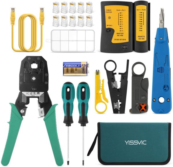 YISSVIC Network Cable Tester 13 in 1 Network Repair Kit with 10Pcs RJ45 Connectors and 2M Network Cable - Image 8