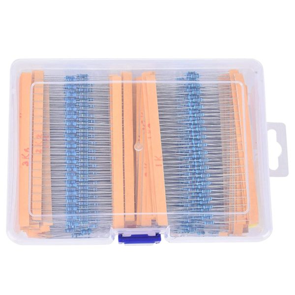 2600 Pieces 130 Values Resistor Kit, 1% 1 Ohm-3M Ohm 1/4W Metal Film Resistors Assortment with a Plastic Box for DIY, Experiment