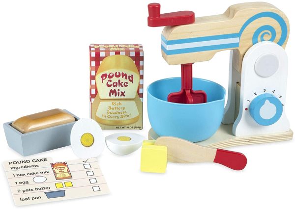 Melissa & Doug Wooden Make-a-Cake Mixer Set (11 Pieces) - Play Food and Kitchen Accessories - Image 5