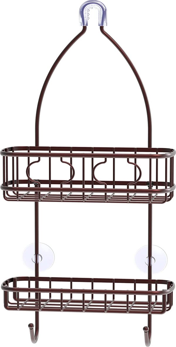 SimpleHouseware Shower Caddy Hanging Over Shower Head Organizer, Bronze - Image 3