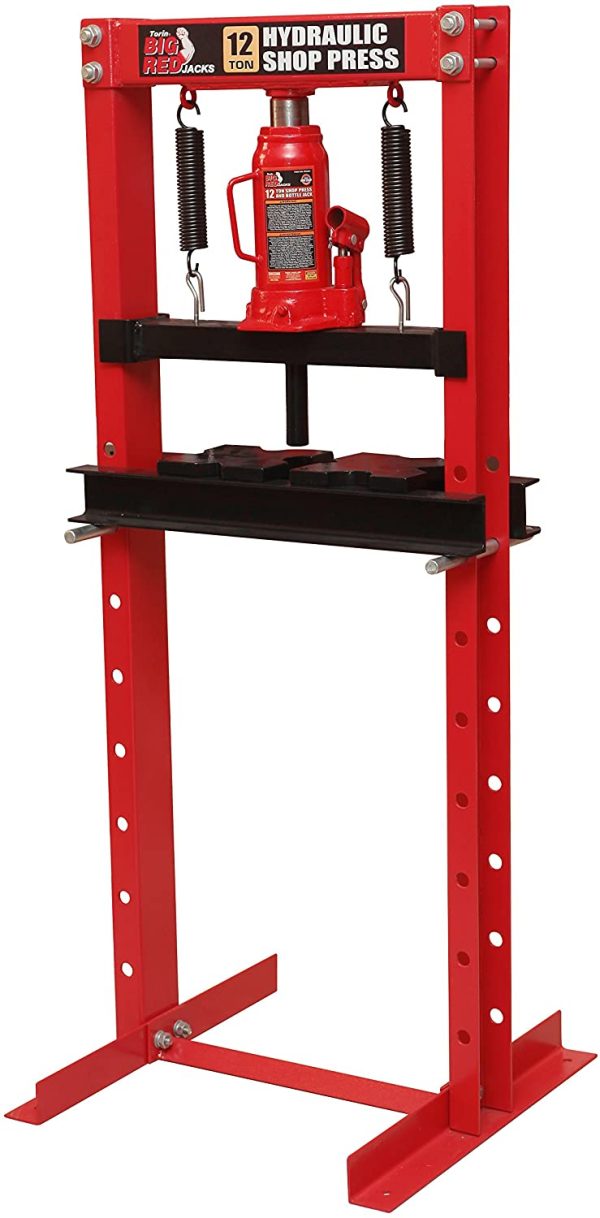 Big RED T51201  Steel H-Frame Hydraulic Garage/Shop Floor Press with Stamping Plates, 12 Ton (24,000 lb) Capacity, Black - Image 4