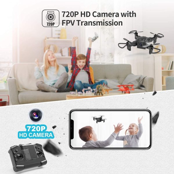 4DRC V2 Mini Drone with Camera for Kids Adults,720P HD FPV Live Video drone for Beginners,RC Foldable Quadcopter,App Control,3D Flips and Headless Mode,One Key Return,Altitude Hold,3 Batteries - Image 2