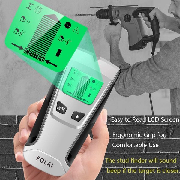 Stud Finder Sensor Wall Scanner - 4 in 1 Electronic Stud with Digital LCD Display, Beam Finder Center Finding & Sound Warning for Wood AC Wire Metal Studs Detection - Image 6