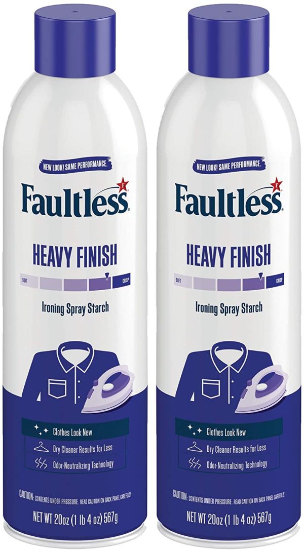 Laundry Starch Spray, Faultless Heavy Spray Starch 20 oz Cans for a Smooth Iron Glide on Clothes & Fabric Even Spray, Easy Iron Glide, No Reside (Pack of 2) - Image 2