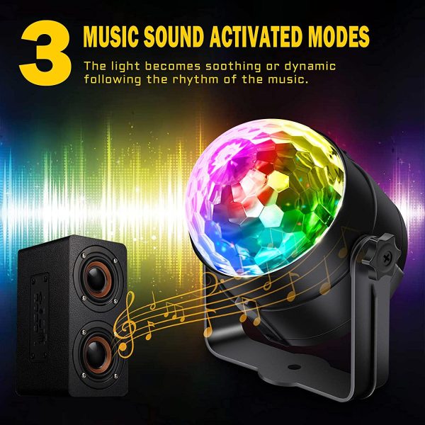 Apeocose 2-Pack Disco Ball Lights Sound Activated DJ Party Lights, RGB Rotating Strobe Light with Wireless Remote Shutter for Christmas New Year Eve Decorations Home Parties Dance Karaoke Birthday Zumba