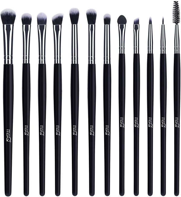 MSQ Eye Makeup Brushes 12pcs Eyeshadow Makeup Brushes Set with Soft Synthetic Hairs & Real Longer Wood Handle for Eyeshadow, Eyelash,Eyebrow, Eyeliner, Blending, Conclear(Black) - Image 4