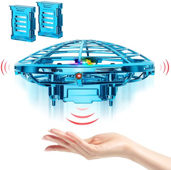 Mini Drones for Kids, Chefic Upgraded Hand Operated Drone Flying Ball Toys, 2 Speed Mode Auto-Avoid Obstacles Kids Drone, UFO Drone with 2 Modular Battery 360??Rotating Helicopter Kids Toys for Boys and Girls Outdoor Indoor Game (Blue) - Image 6