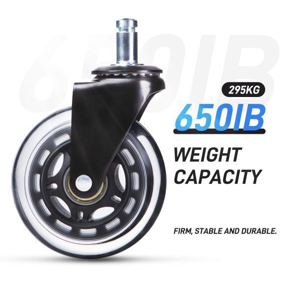 MotionGrey - Rollerblade Office Chair Wheels Replacement for Hardwood Floors, Chair Casters Replacement, Heavy Duty Desk Chair Wheels for Replacing Chair Mat, Universal Rollerblade Caster Wheels - Image 7