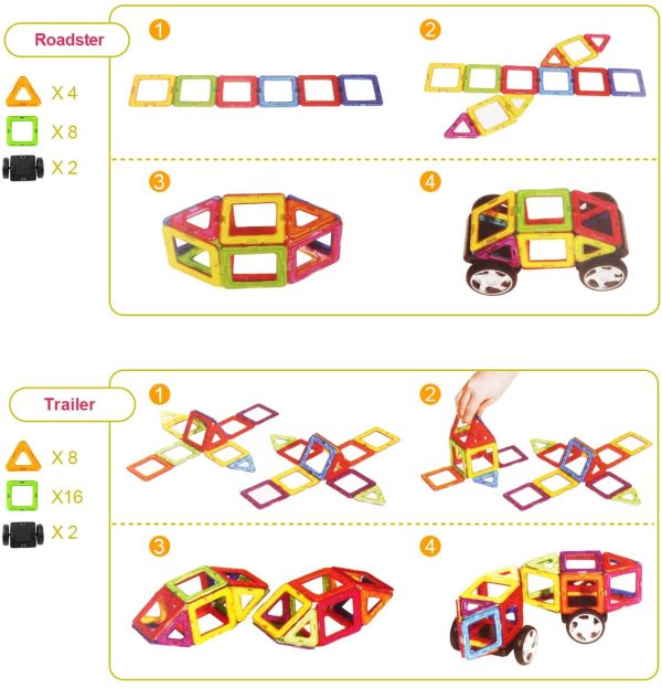 Tomons 108 PCS Magnetic Building Blocks Magnetic Tiles for Kids, Magnetic Blocks Stacking Blocks Set with Car