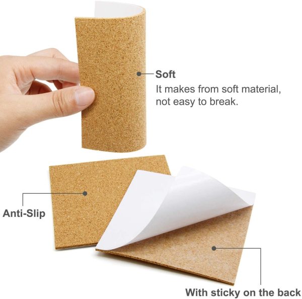 100 Pcs Self-Adhesive Cork Sheets 4"x 4" for DIY Coasters, Cork Board Squares, Cork Tiles, Cork Mat, Mini Wall Cork Board with Strong Adhesive - Image 7