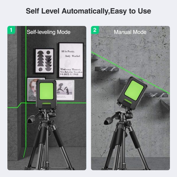 Laser Level Self-Leveling150ft/45m Outdoor Cross Line Laser, Selectable Laser Lines with Pulse Mode,Level with Vertical Beam Spread Covers of 150??,360??Magnetic Base and Battery Included-BOX-1G - Image 2