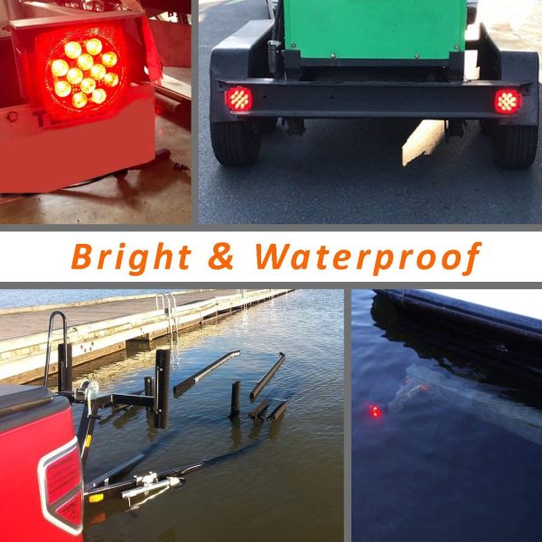 12V LED Submersible Trailer Tail Light Kit Stop Tail Turn Signal Lights for Under 80 Inch Boat Trailer Truck RV Snowmobile - Image 6