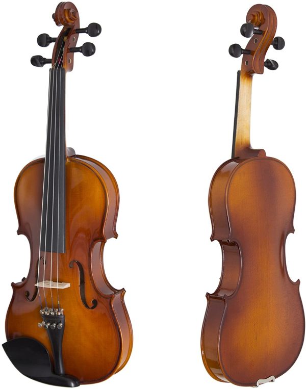 Cecilio CVN-300 Solidwood Ebony Fitted Violin with D'Addario Prelude Strings, Size 1/2 - Image 3