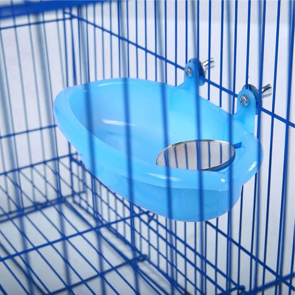 Bird Bath Toy with Mirror for Parrot, Pet Bird Shower Bathing Tub Hanging Budgie Water Food Feeder Bowl Caged Bird Toy for Budgie Parakeet Cockatiel - Image 5