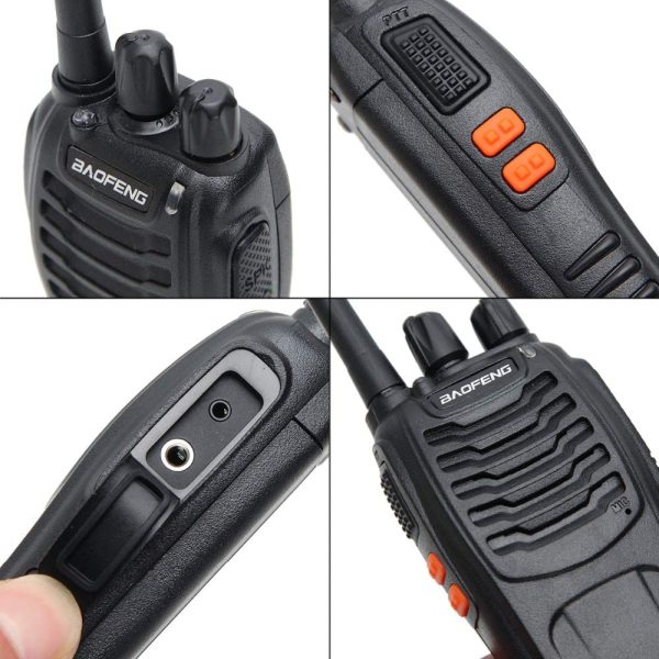 BaoFeng BF-888S(BF-88A) FRS Radio Walkie Talkie 0.5W 16-Channel Two Way Radio with Earpiece, LED Flashlight, USB Charger 4 Pack - Image 2