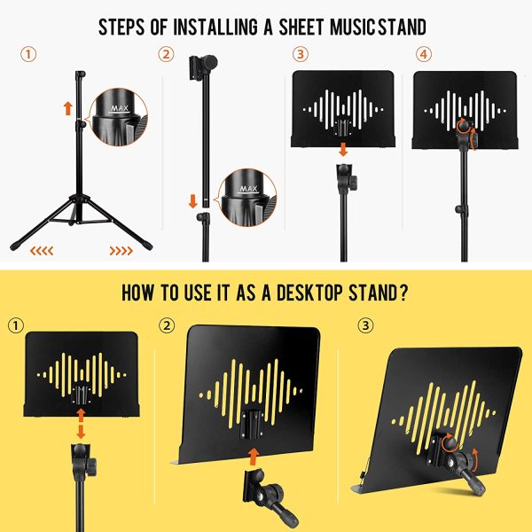 CAHAYA Sheet Music Stand Metal Portable with Carrying Bag (Audio Style) CY0233 - Image 8