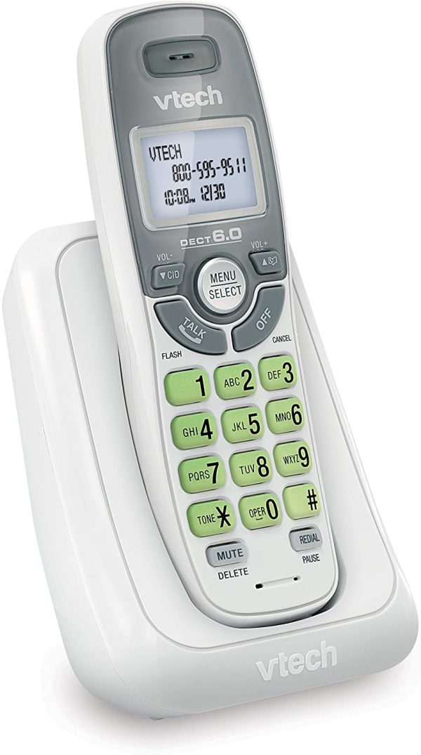 Vtech Dect 6.0 2-Handset Cordless Phone System with Caller ID, Backlit Keypad and Screen(CS6114), White