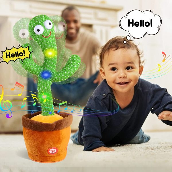 Kids Dancing Talking Cactus Toys for Baby Boys and Girls, Talking Sunny Cactus Toy Electronic Plush Toy Singing, Record & Repeating What You Say with 120 English Songs and LED Lighting for Home Decor - Image 3