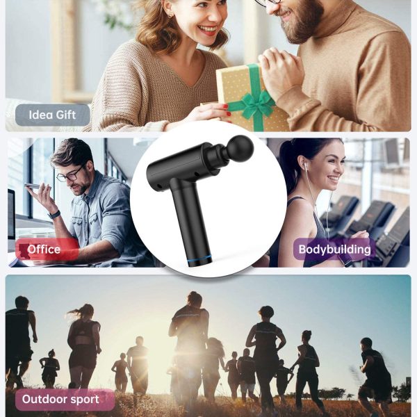 Muscle Massage Gun for Athletes, Percussion Massager Deep Tissue Massage Gun for Pain Relief, Handheld Portable Fascia Massager with 30 Adjustable Speed and 6 Massage Heads for Gym Office Home, Black - Image 7