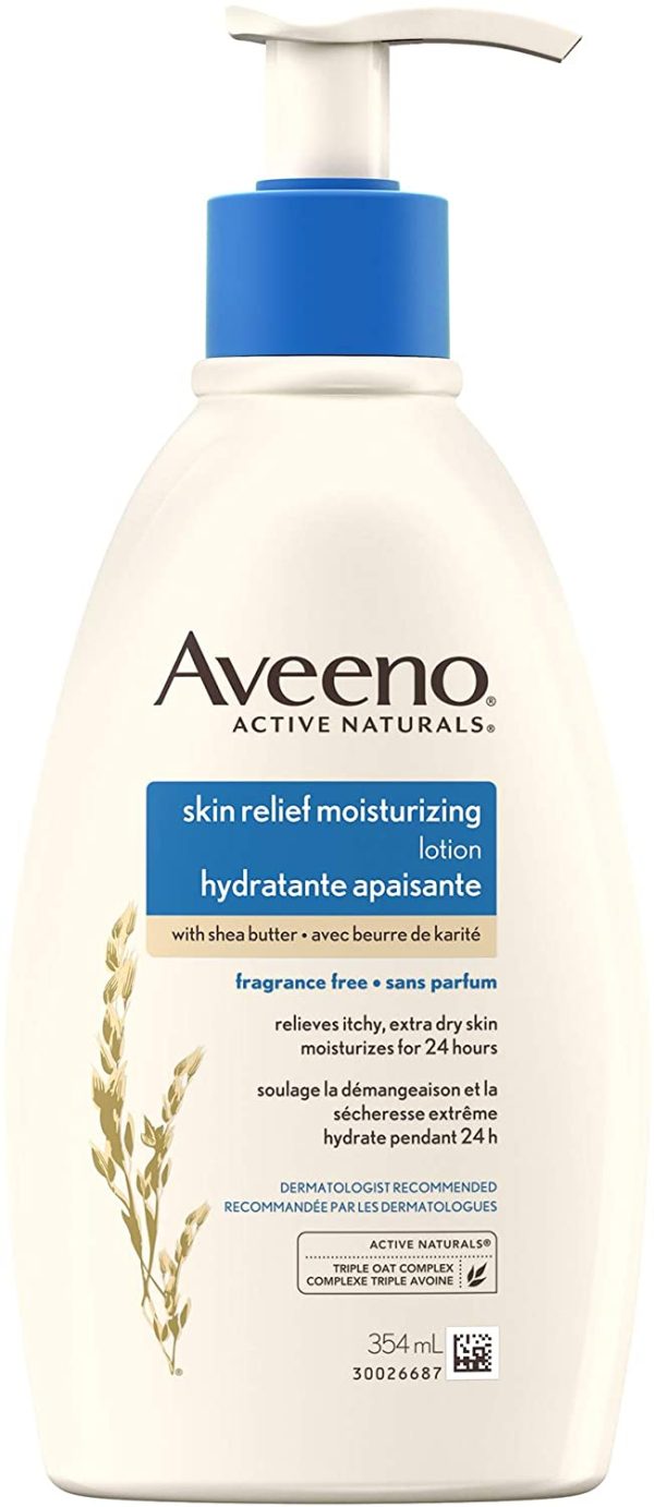 Aveeno Skin Relief Moisturizing Body Lotion With Natural Shea Butter & Triple Oat Complex, Unscented Moisturizer for Extra Dry, Itchy or Sensitive Skin, Fragrance Free, 354mL - Image 2