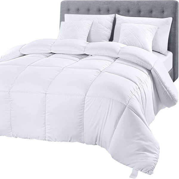 Comforter Duvet Insert - Quilted Comforter with Corner Tabs - Box Stitched Down Alternative Comforter (Twin XL, White) - Image 6