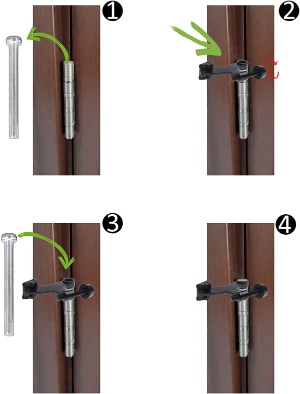 4X Black Hinge Pin Door Stoppers - with Protective Bumper Tips - Easy to Install - Prevents Wall and Door Damage - Heavy Duty and Adjustable - Home, Office, Patio Doors - Image 7