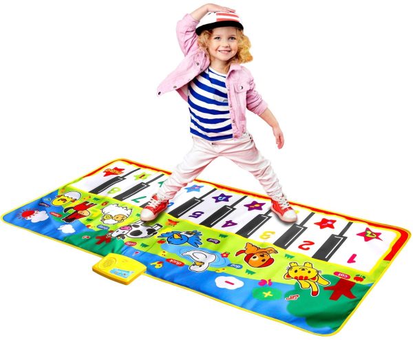 M SANMERSEN Piano Mat for Kids, Kids Music Mat with Animal Sounds Touch Play Blanket Keyboard Playmat 53" x 23" Musical Mats Educational Dance Mat Musical Toys for Boys Girls - Image 3