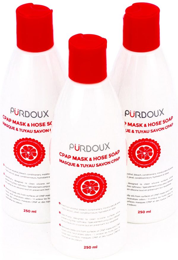 PURDOUX CPAP Mask & Hose Cleaning Soap (Pack of 3 Bottles, 250 ml / 8.4 oz Each) (3 x Grapefruit-Lemon Scent) (3 x Grapefruit-Lemon Scent) - Image 3