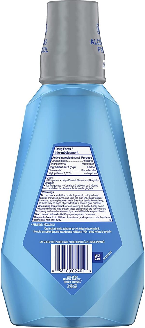 Crest Pro-Health Multi-Protection Alcohol Free Mouthwash, Clean Mint, 1 L - Image 5