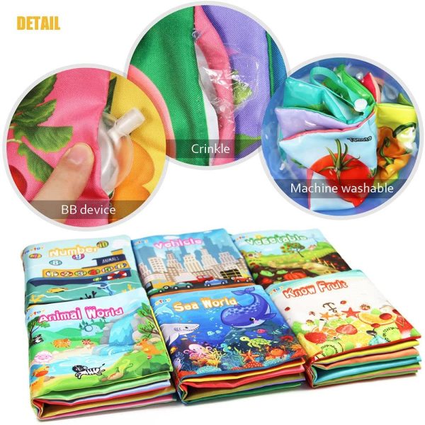 Baby's First Soft Cloth Book, TEYTOY Cloth Books for Babies Fabric Cloth Books Early Education Toys Activity Crinkle Cloth Book for Toddler, Infants and Kids Perfect for Baby Shower -Pack of 6 - Image 3