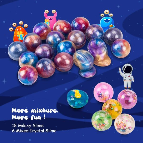 Joyjoz Kids Party Favors Slime, 24 Pack Galaxy Slime Ball Kits with Crystal Slime, Party Favors for Kids, Unicorn Party Slime, Fluffy & Stretchy, n-Sticky, Stress Relief, Super Soft for Girls & Boys