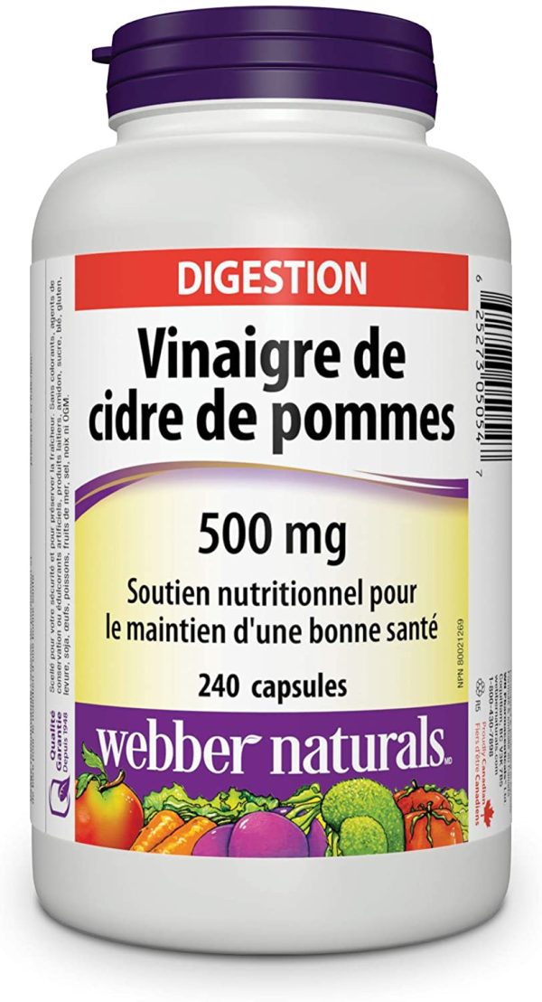 Webber Naturals Apple Cider Vinegar Capsules, 500 mg, 240 Count - Image 5