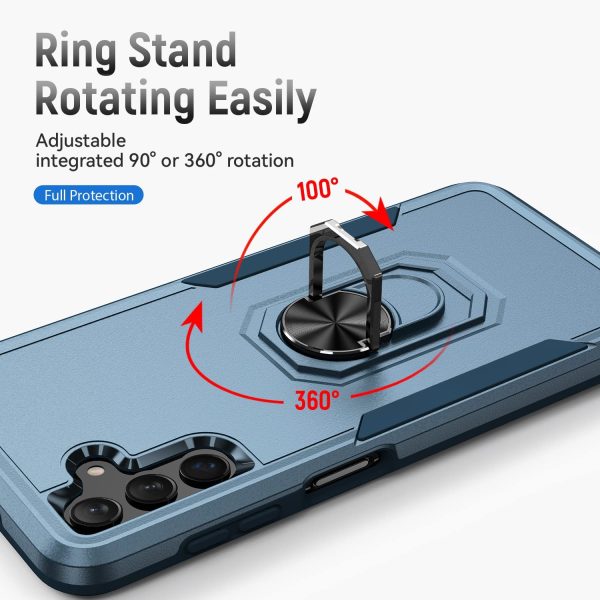 for Samsung Galaxy A13 case 5G with Tempered Glass Screen Protector Samsung A13 5G case 360 Degree Rotation Ring Kickstand for Military Bumper Hard TPU Shockproof Full Body Protective Cover with Magnetic car Mount for Samsung Galaxy A13 5G (Blue) - Image 2