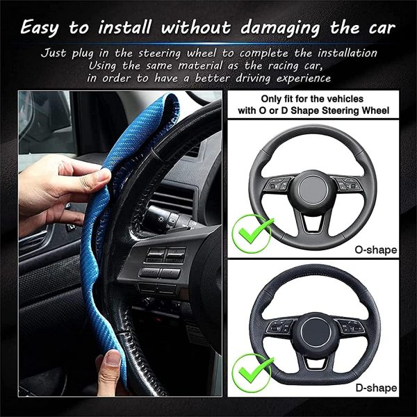 Car Anti-Skid Steering Wheel Cover, Sports Fashion Steering Wheel Cover for Carbon Fibre,Universal 15 Inch, Fabric/Suede Leather, Ultrathin?Sweat Absorbent, Breathable, Anti-Slip (Carbon Fiber Black) - Image 4