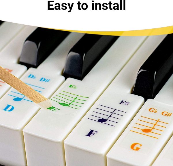 Color Piano and Keyboard Stickers and Complete Color Note Piano Music Lesson and Guide Book 1 and Book 2 for Kids and Beginners; Designed and Printed in USA - Image 4