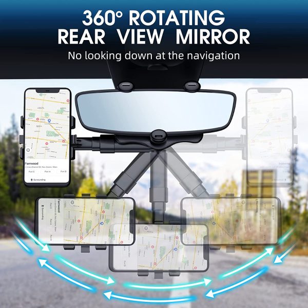 Phone Mount for Car, 360??Rotatable and Retractable Car Phone Holder Mount Multifunctional Rearview Mirror Phone Holder Car Adjustable Cell Phone Holder for iPhone 13 12 11 Pro Max XR All Smartphones - Image 2