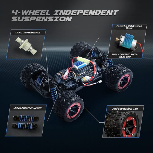 DEERC RC Cars 9310 High Speed Remote Control Car for Adults Kids 30+MPH, 1:18 Scales 4WD Off Road RC Monster Truck,Fast 2.4GHz All Terrains Toy Trucks Gifts for Boys,2 Batteries for 40Min Play - Image 2