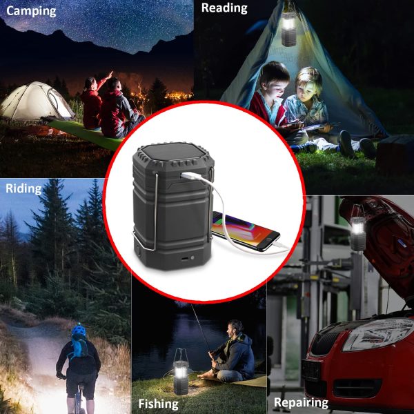 Solar Camping Lantern- Hand Crank Rechargeable LED Lantern Flashlight with USB Charger, Super Bight Camp Light, Long Play Time,Collapsible Waterproof Camping Lights for Emergency, Survival, Hiking, Hurricane,Fishing,Storm,Home - Image 7