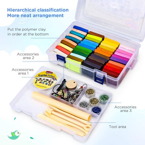 Polymer Clay Starter Kit, 46 Colors Oven Bake Clay, DIY Modeling Clay Bockers, 5 Scuplting Tools, 5 Colors Mica Powder, 40 Jewelry Accessories for Kids and Adult - Image 8